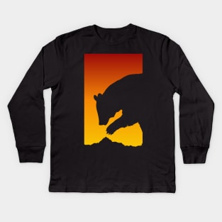 Sunset Bear - Grizzly Bear Black Bear Brown Bear - Bear Lover Gift Kids Long Sleeve T-Shirt